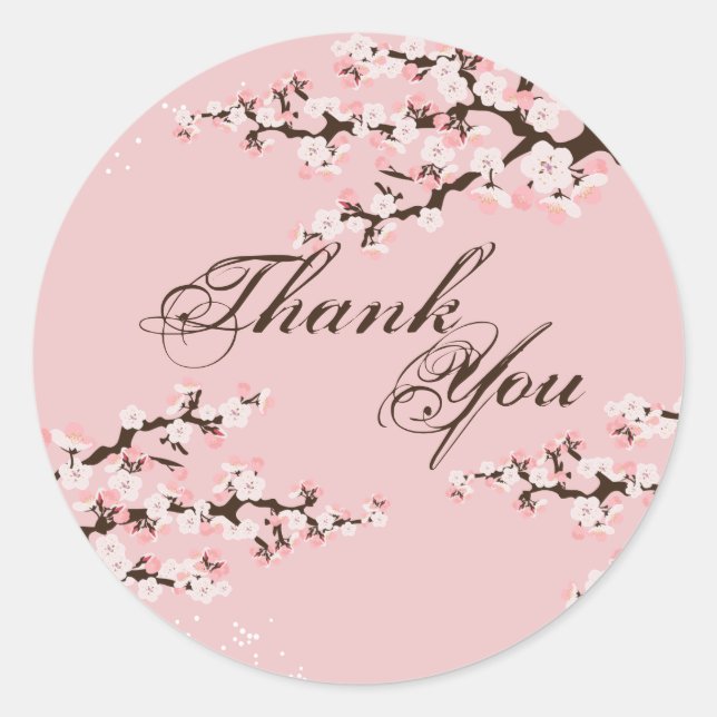 Thank You Seal - Pink Cherry Blossom Wedding (Front)