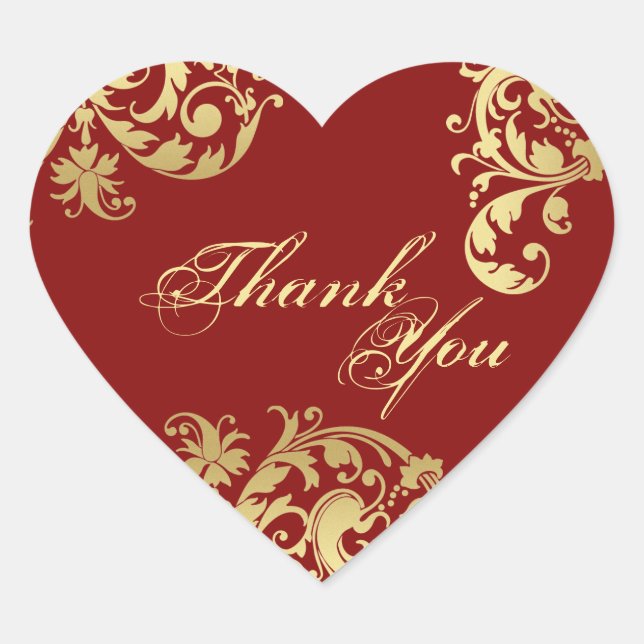 Thank You Seal - Red & Gold Floral Wedding (Front)