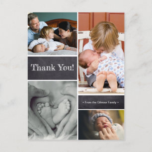Thank you, second baby birth announcement postcard