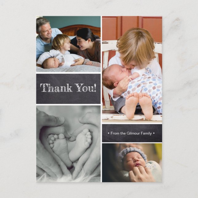 Thank you, second baby birth announcement postcard (Front)