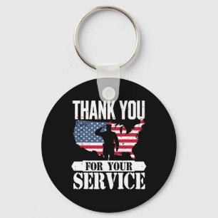 Thank You Service Veteran Salute Patriot Military Keychain