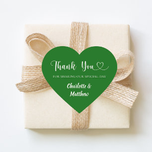 Thank you sharing our day green ivory wedding heart sticker