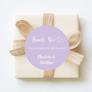 Thank you sharing our day lavender ivory wedding classic round sticker
