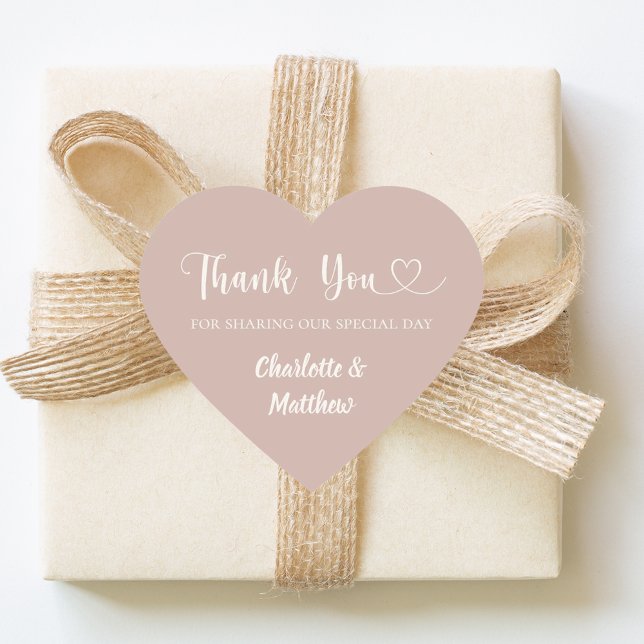 Thank you sharing our day taupe ivory wedding heart sticker (Creator Uploaded)