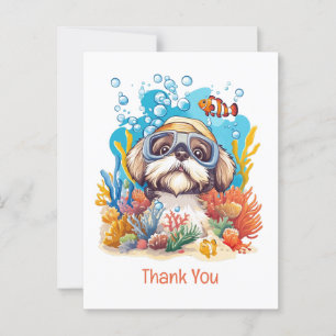 Thank You Shih Tzu Dog Snorkelling Coral Reef Postcard