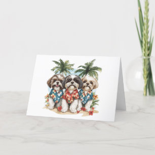 Thank You Shih Tzu Dogs Wearing Hawaiian Shirts Card