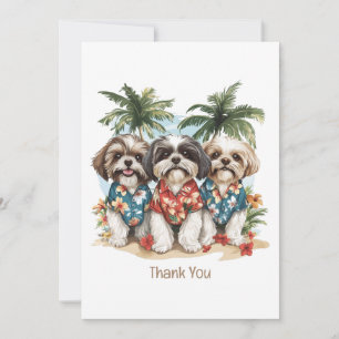 Thank You Shih Tzu Dogs Wearing Hawaiian Shirts Card