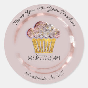 Thank You Shop Mermaid Muffin Logo Rose Smoky Classic Round Sticker