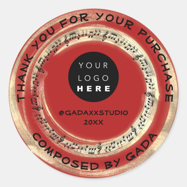 Thank You Shopping Music Logo Social Notes Song Classic Round Sticker (Front)