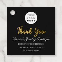 Thank You Shopping Name Logo  QR Code Gold Minimal