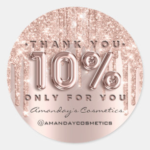 Thank You Shopping Name Rose Drips 10%Off Classic Round Sticker