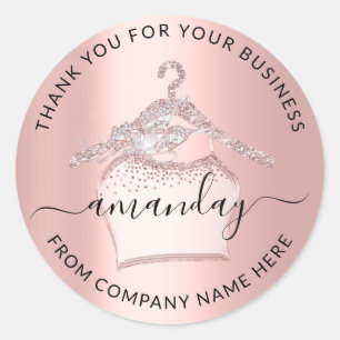 Thank You Shopping Online Boutique Closet Hanger Classic Round Sticker
