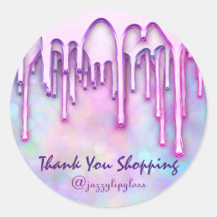 Thank You Shopping Product Nails Lip Holograph Classic Round Sticker