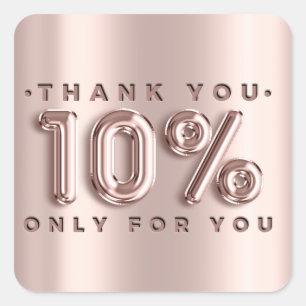 Thank You Shopping Rose Drips 10%Off Modern Square Sticker