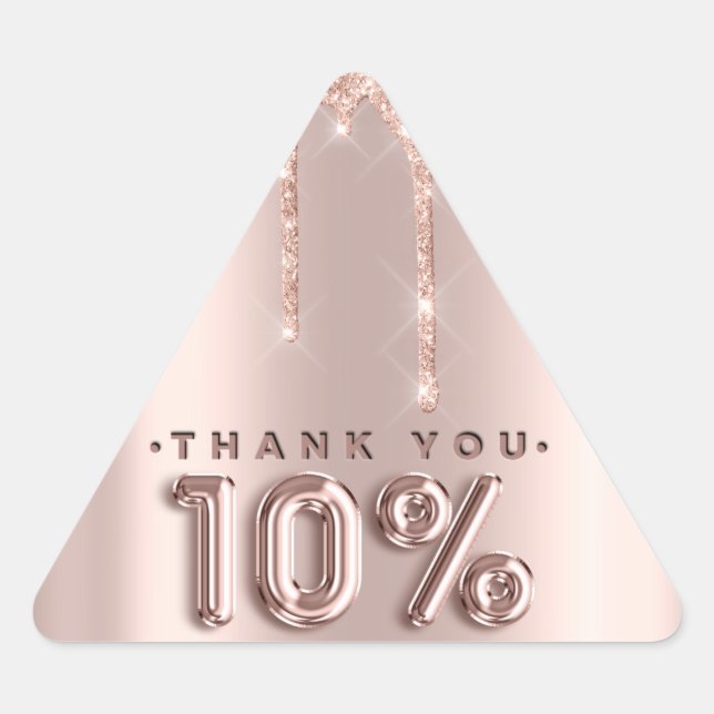 Thank You Shopping Rose Drips 10%Off Triangle Triangle Sticker (Front)