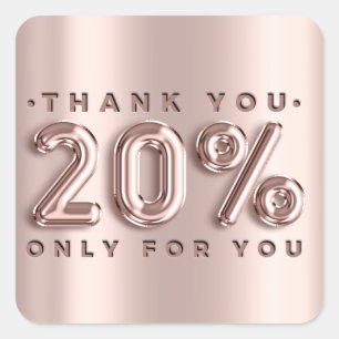 Thank You Shopping Rose Drips 20%Off Modern Square Sticker