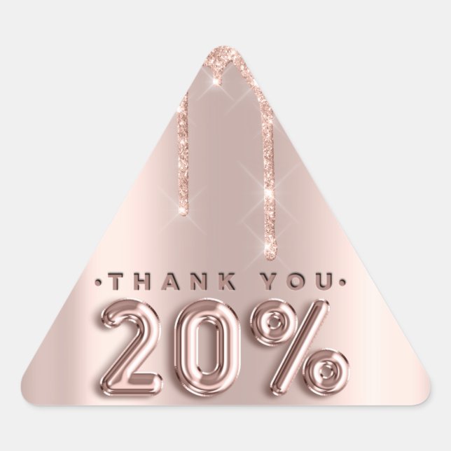 Thank You Shopping Rose Drips 20%Off Triangle Sticker (Front)