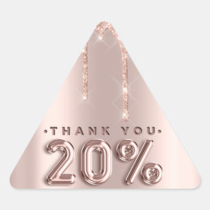 Thank You Shopping Rose Drips 20%Off Triangle Sticker