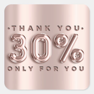 Thank You Shopping Rose Drips 30%Off Modern Square Sticker