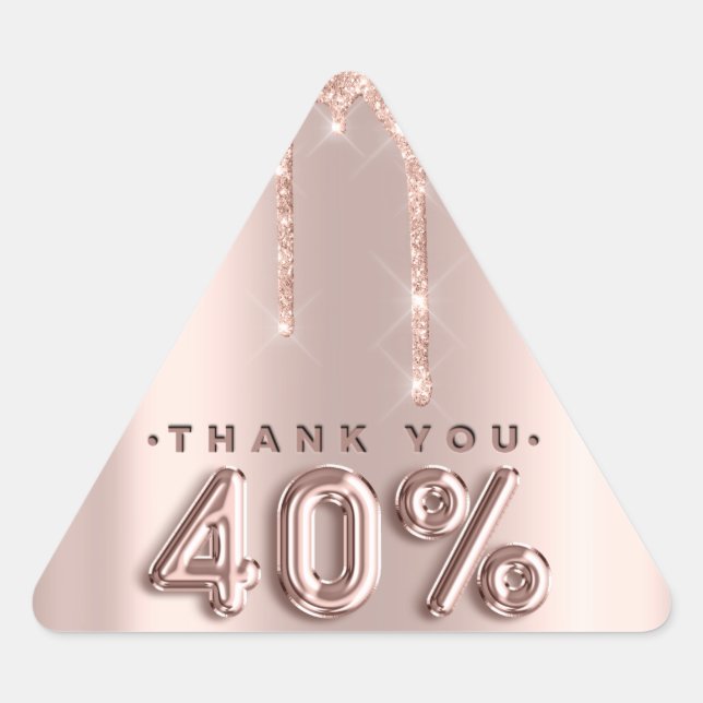 Thank You Shopping Rose Drips 40%Off Triangle Sticker (Front)