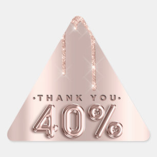 Thank You Shopping Rose Drips 40%Off Triangle Triangle Sticker