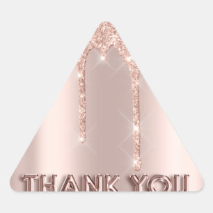 Thank You Shopping Rose Drips Gold Triangle Sticker
