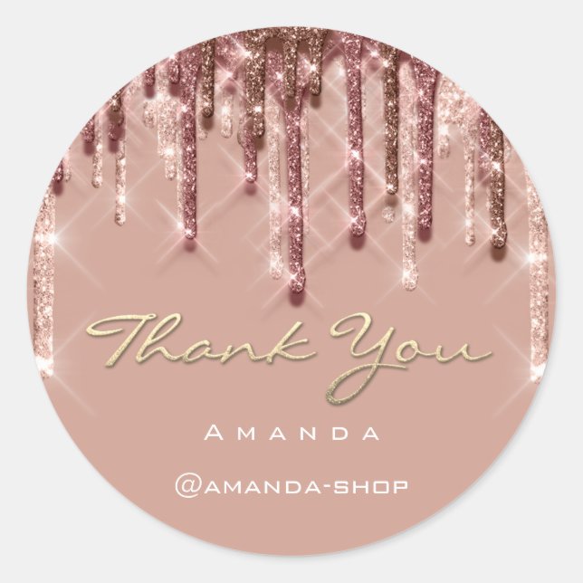 Thank You Shopping   Rose Eyelash Rose Glitter Classic Round Sticker (Front)