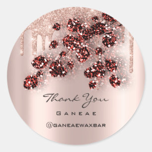 Thank You  Shopping Rose Glitter Spark Floral Classic Round Sticker