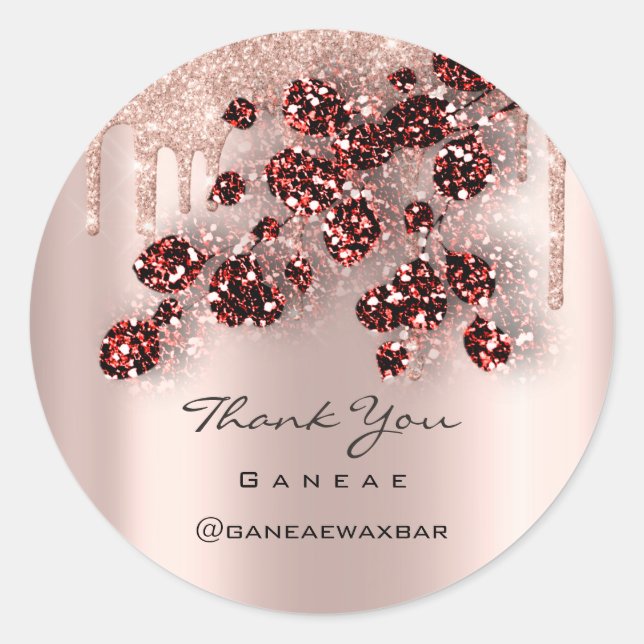 Thank You  Shopping Rose Glitter Spark Floral Classic Round Sticker (Front)