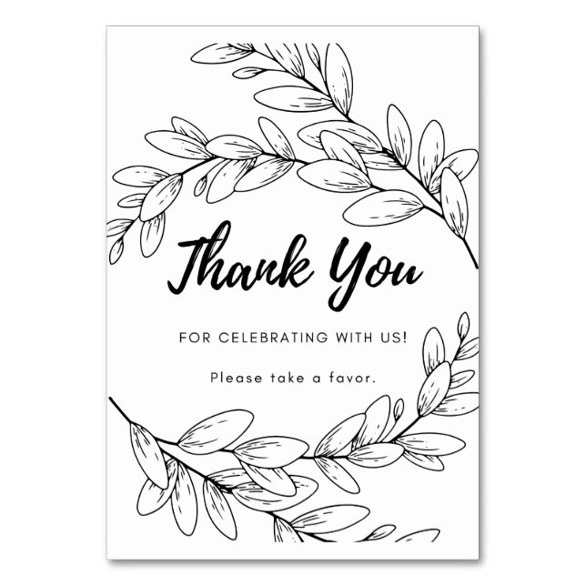 Thank You Sign - Flat - Black and White Floral (Front)