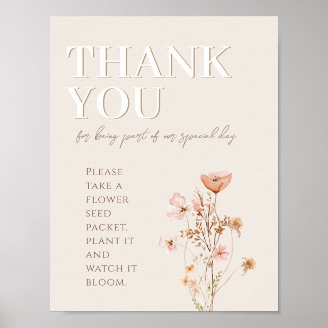 Thank You Sign For Wildflower Baby Shower (Front)