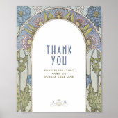 Thank You Sign Guests Vintage Art Nouveau by Mucha (Front)