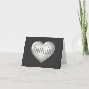 Thank you silver glass heart - blank inside card