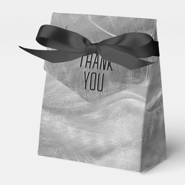 Thank You Silver Metal Abstract Favor Box (Front Side)