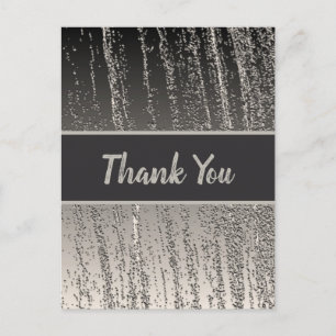 Thank You Silver Metallic Stripe Appreciation Postcard