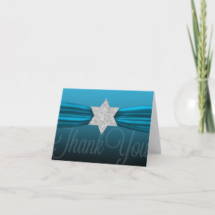 Thank You Silver Star Turquoise Blue + Dark Colour