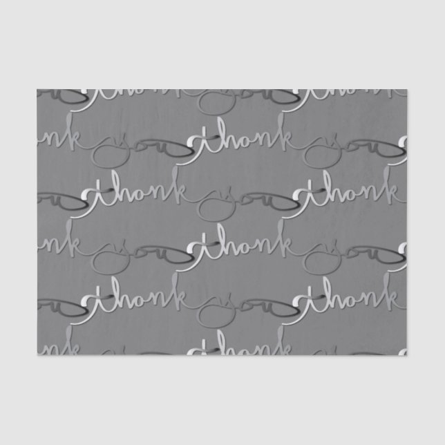 "Thank you" Silvery Gradient Hand-Written Tissue Paper (Front)