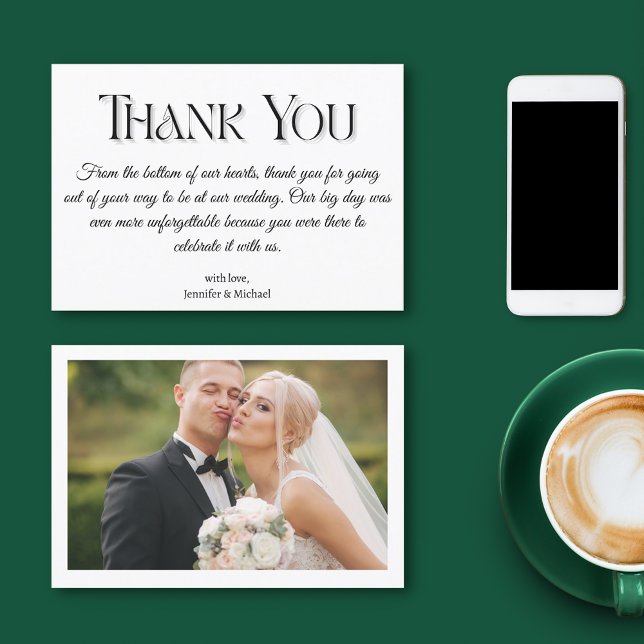 thank you simple black typography wedding photo card (Creator Uploaded)