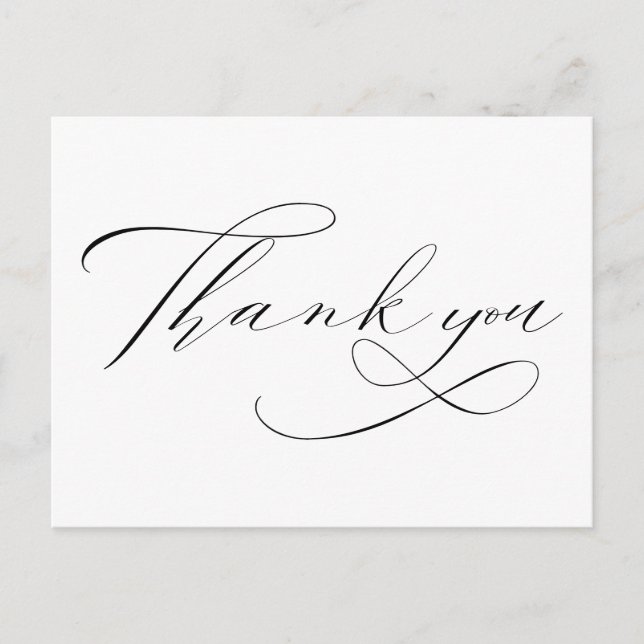 Thank You Simple Elegant Modern Calligraphy Script Postcard (Front)