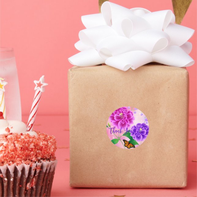 Thank You simple floral gift wrapping sticker (Party)