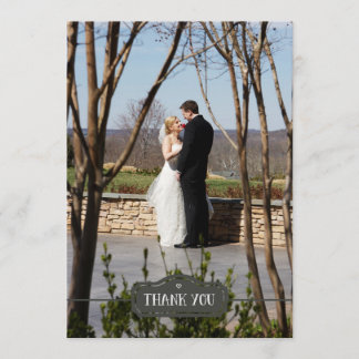 Thank you, simple hand-drawn grey custom photo you card