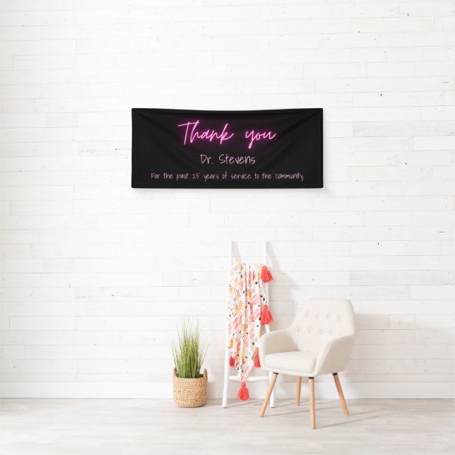Thank You Simple Modern Black Pink Neon Script Banner (Insitu)