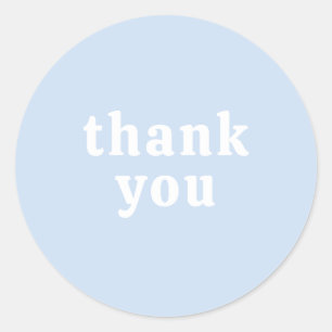 Thank You Simple Retro Font Wedding Baby Blue Classic Round Sticker