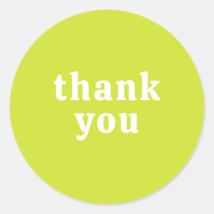 Thank You Simple Retro Font Wedding Chartreuse Classic Round Sticker