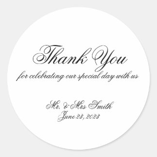 Thank You Simple Script Classic Round Sticker