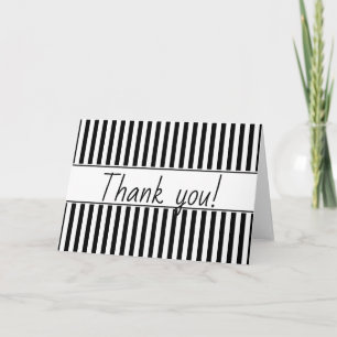 "Thank you!" Simple Stripes Pattern Black & White Thank You Card