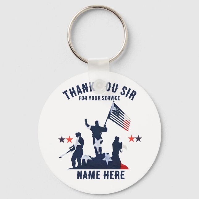 Thank You Sir For Your Service Personalized Keychain (Front)