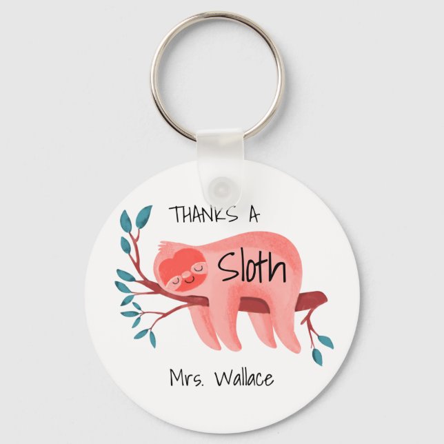 thank you sloth teacher teaching assistant TA  Keychain (Front)
