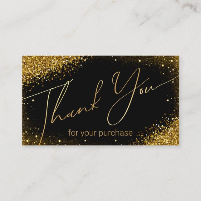 thank you small business black golden glitters  enclosure card (Front)