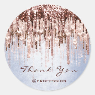 Thank You Small Business Drips Rose Drips Blue Classic Round Sticker